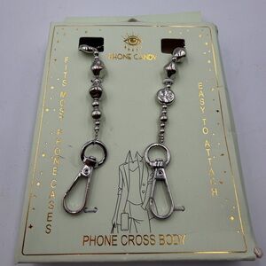Silver Beaded Crossbody Phone Strap